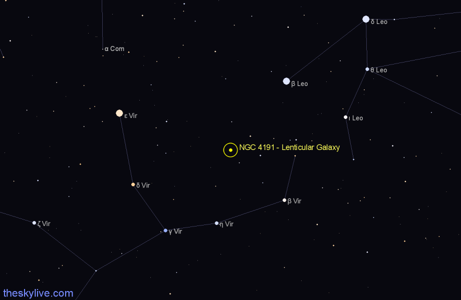 Finder chart NGC 4191 - Lenticular Galaxy in Virgo star