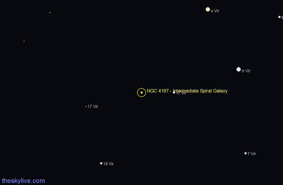 Finder chart NGC 4197 - Intermediate Spiral Galaxy in Virgo star