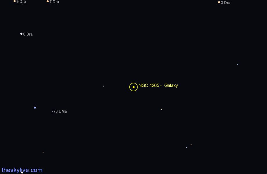 Finder chart NGC 4205 - Galaxy in Draco star