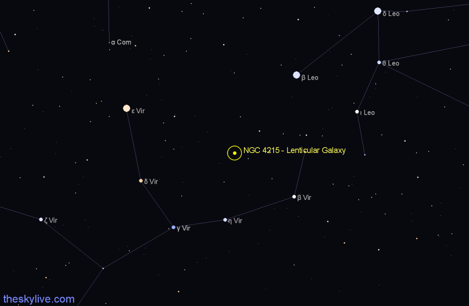Finder chart NGC 4215 - Lenticular Galaxy in Virgo star