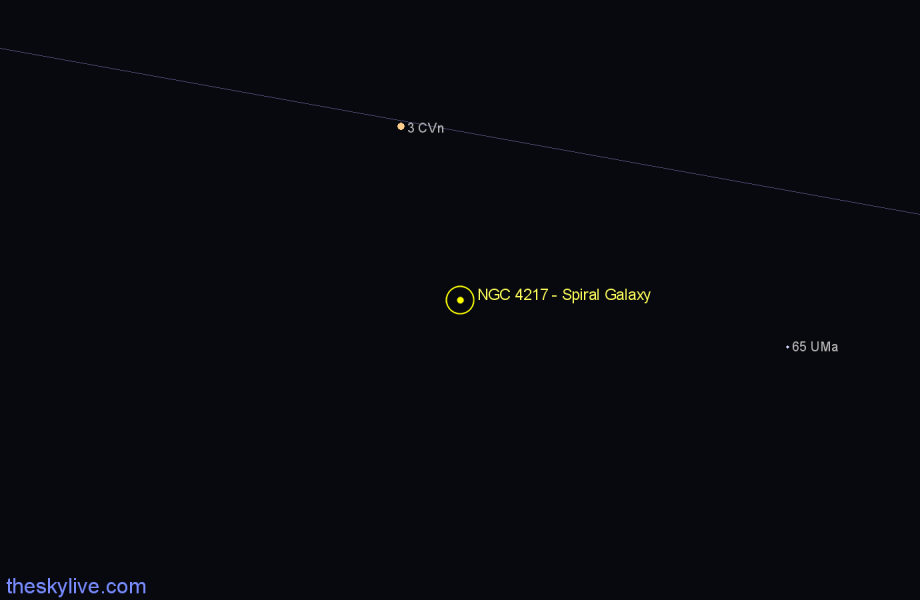 Finder chart NGC 4217 - Spiral Galaxy in Canes Venatici star