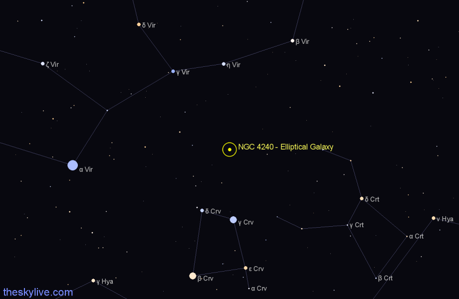 Finder chart NGC 4240 - Elliptical Galaxy in Virgo star