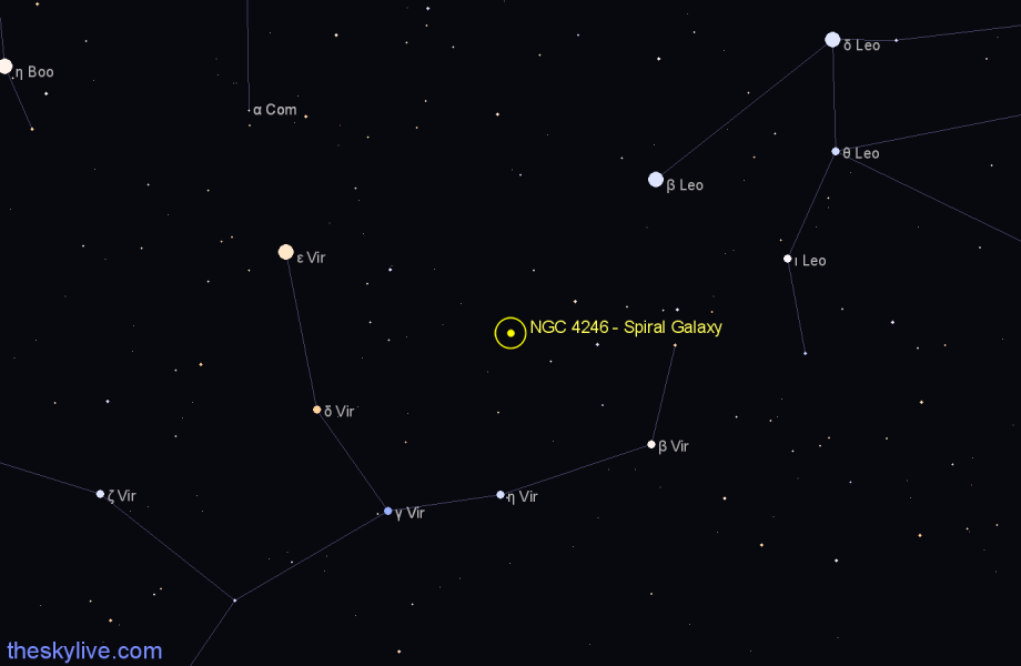 Finder chart NGC 4246 - Spiral Galaxy in Virgo star