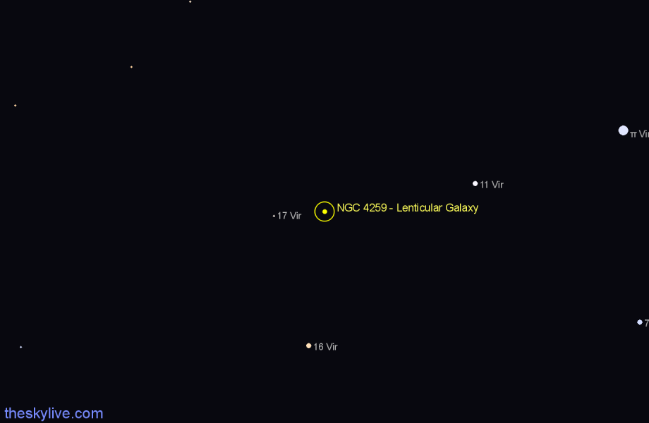 Finder chart NGC 4259 - Lenticular Galaxy in Virgo star