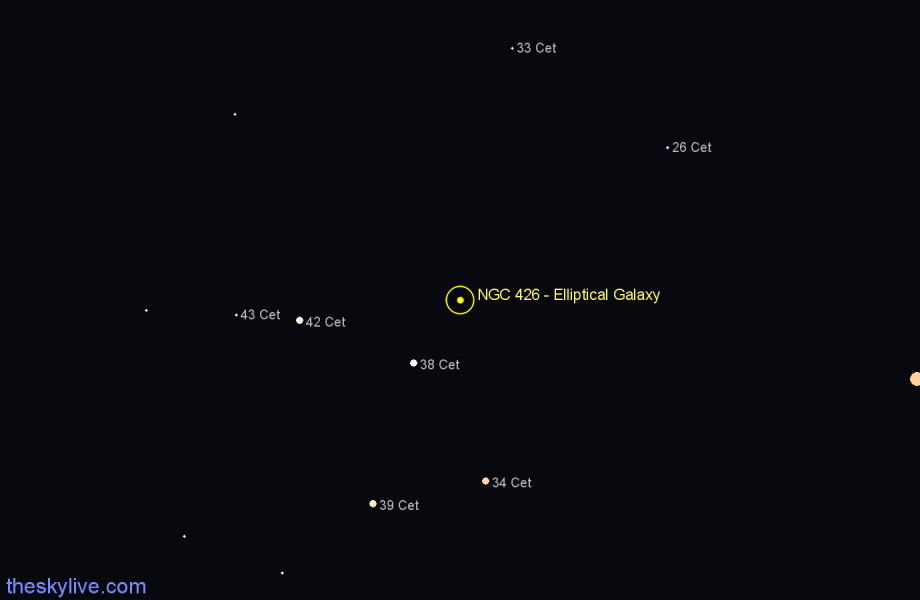 Finder chart NGC 426 - Elliptical Galaxy in Cetus star