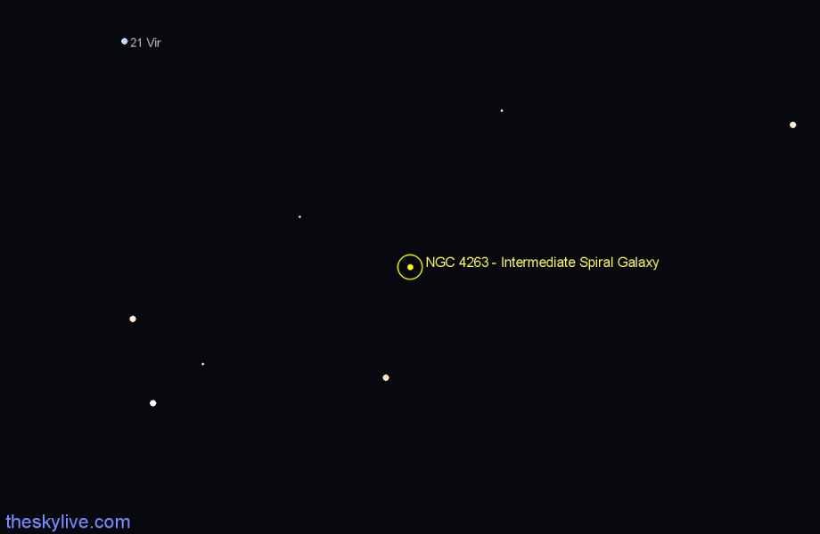 Finder chart NGC 4263 - Intermediate Spiral Galaxy in Corvus star