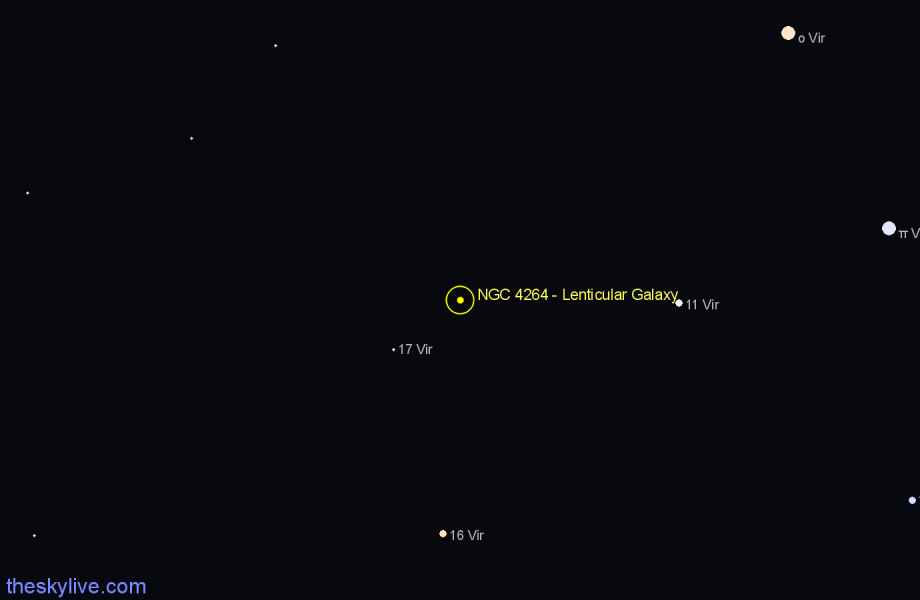 Finder chart NGC 4264 - Lenticular Galaxy in Virgo star