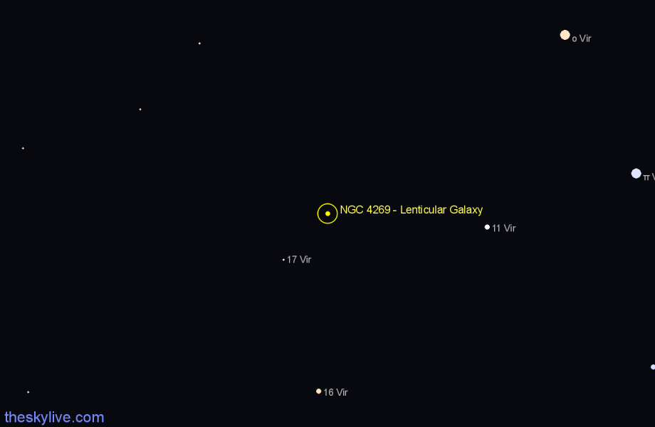 Finder chart NGC 4269 - Lenticular Galaxy in Virgo star