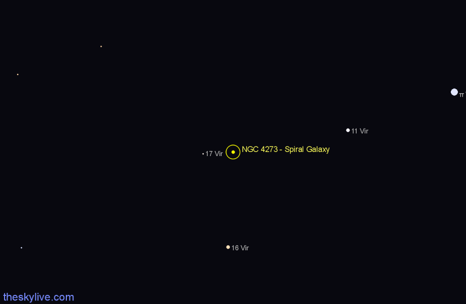 Finder chart NGC 4273 - Spiral Galaxy in Virgo star