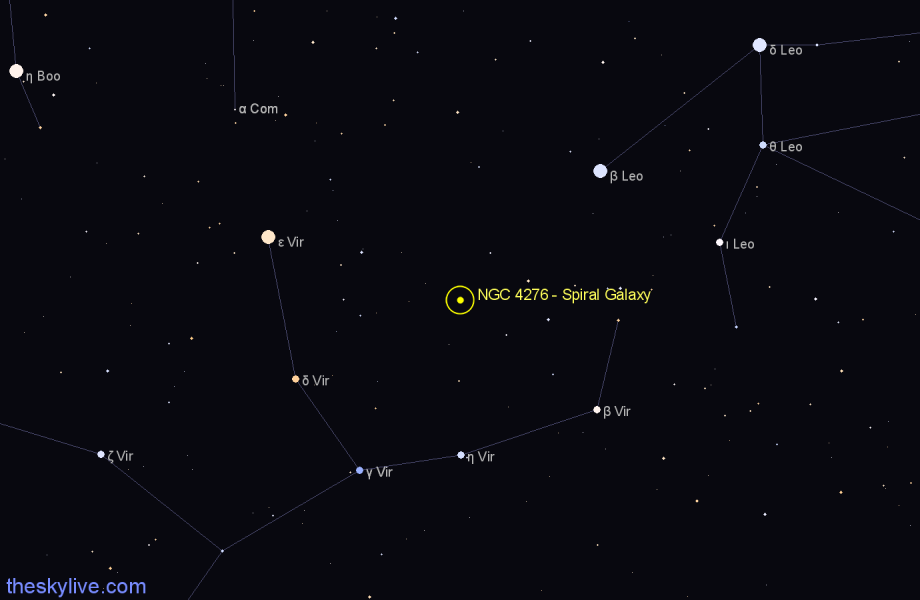 Finder chart NGC 4276 - Spiral Galaxy in Virgo star