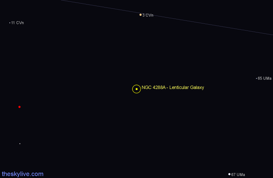 Finder chart NGC 4288A - Lenticular Galaxy in Canes Venatici star
