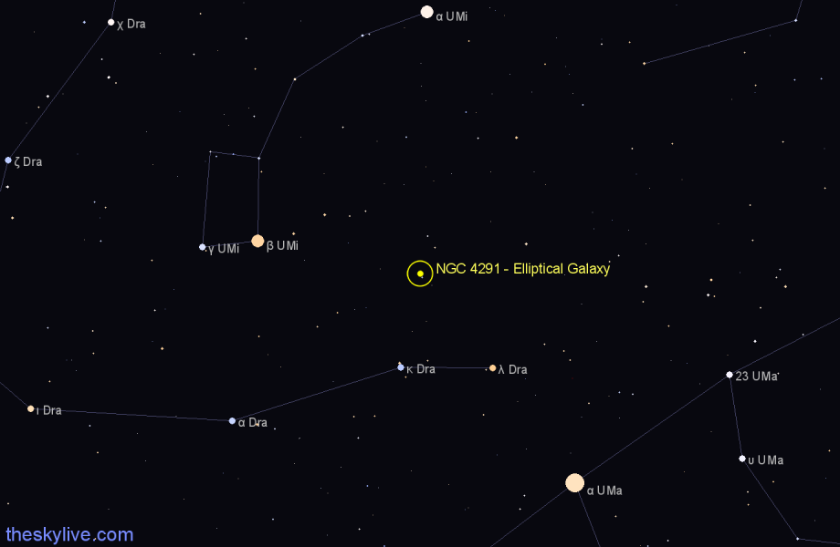 Finder chart NGC 4291 - Elliptical Galaxy in Draco star