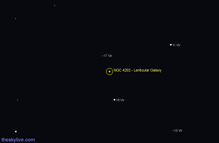 Finder chart NGC 4292 - Lenticular Galaxy in Virgo star