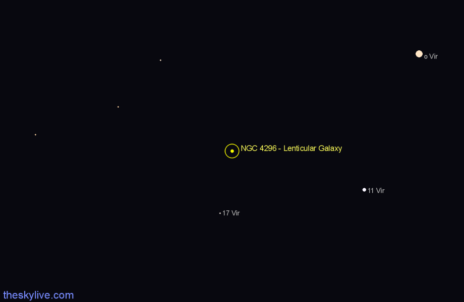 Finder chart NGC 4296 - Lenticular Galaxy in Virgo star