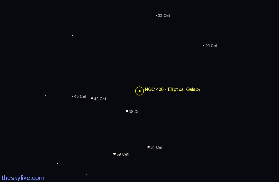 Finder chart NGC 430 - Elliptical Galaxy in Cetus star