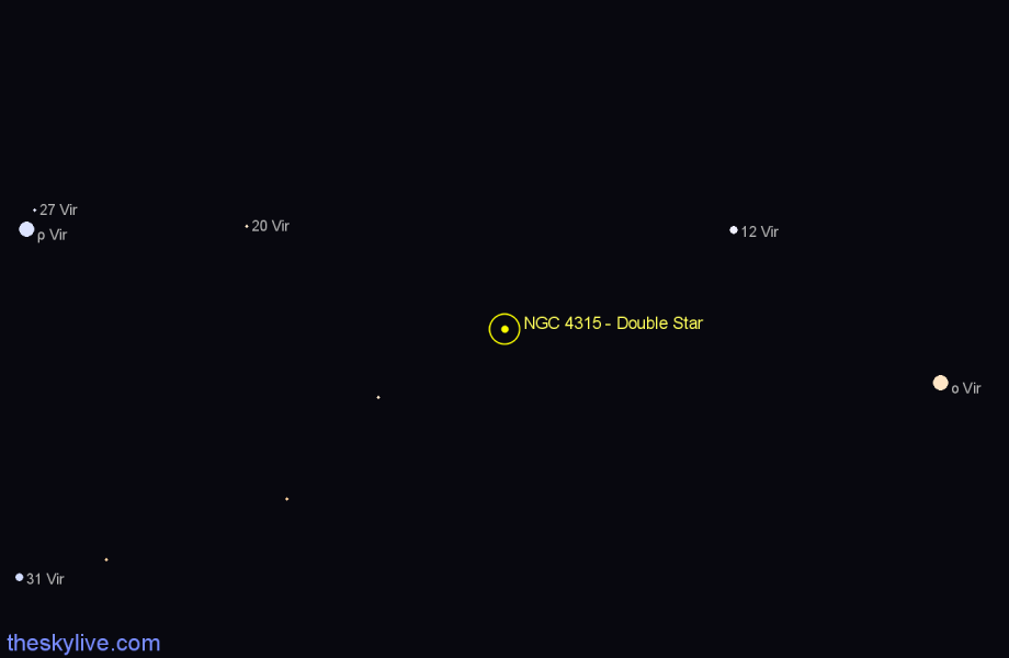 Finder chart NGC 4315 - Double Star in Virgo star