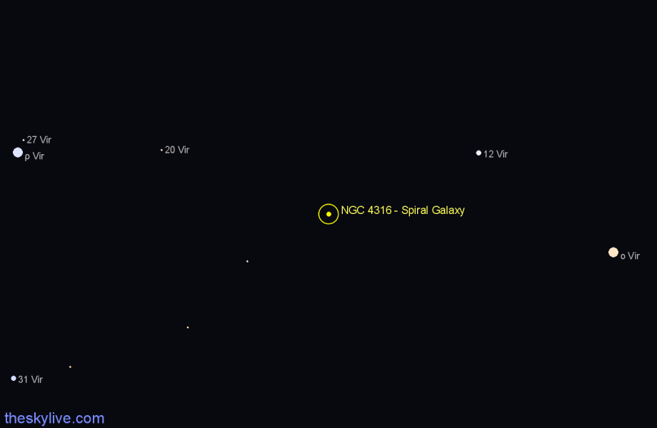 Finder chart NGC 4316 - Spiral Galaxy in Virgo star
