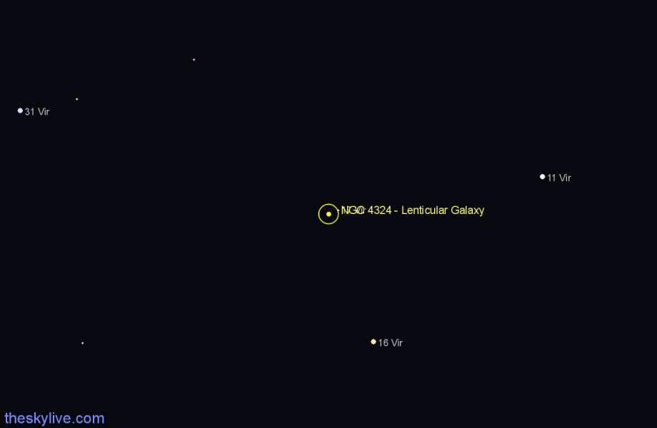 Finder chart NGC 4324 - Lenticular Galaxy in Virgo star