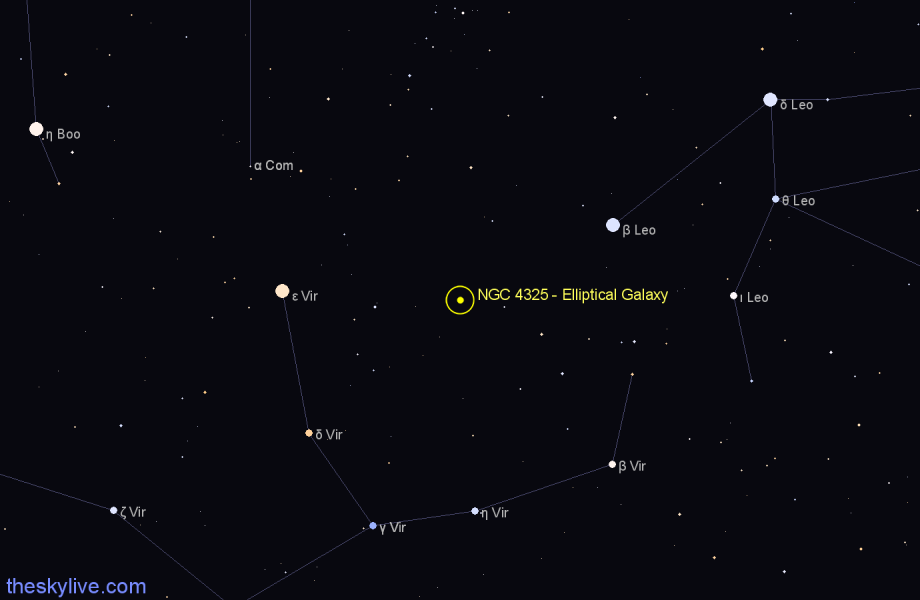 Finder chart NGC 4325 - Elliptical Galaxy in Virgo star