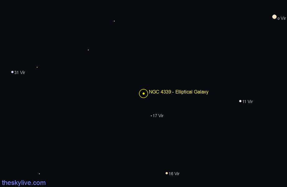 Finder chart NGC 4339 - Elliptical Galaxy in Virgo star