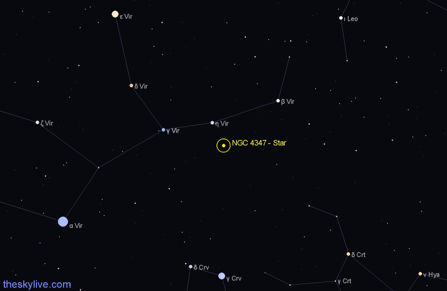 Finder chart NGC 4347 - Star in Virgo star