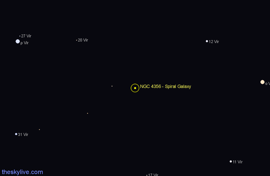 Finder chart NGC 4356 - Spiral Galaxy in Virgo star