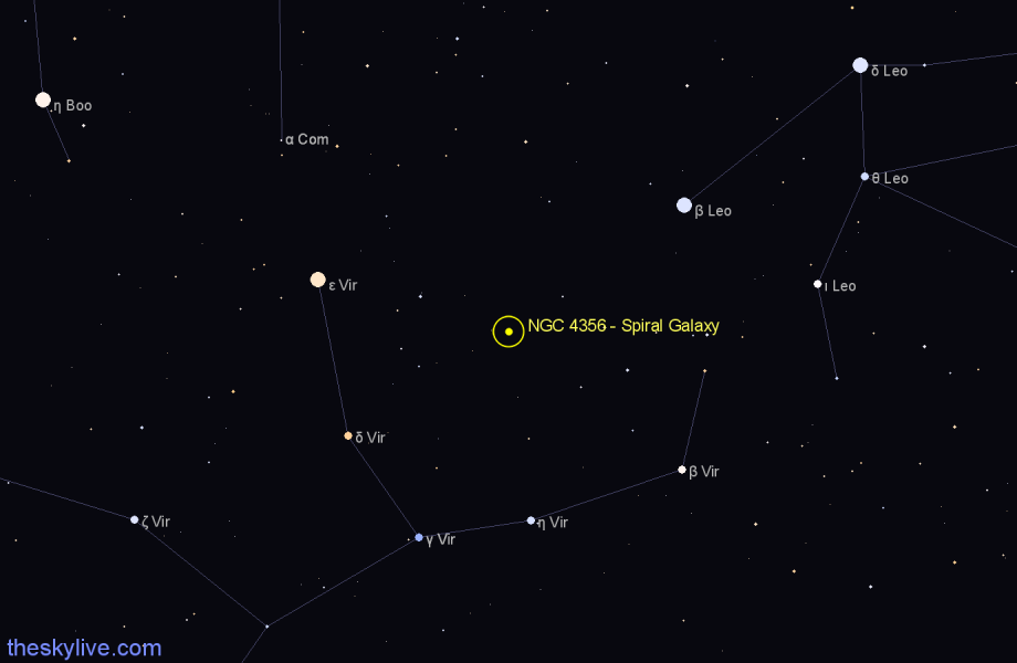 Finder chart NGC 4356 - Spiral Galaxy in Virgo star