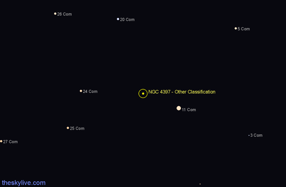 Finder chart NGC 4397 - Other Classification in Coma Berenices star