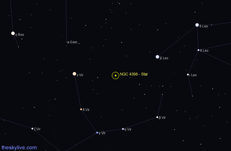 Finder chart NGC 4398 - Star in Virgo star