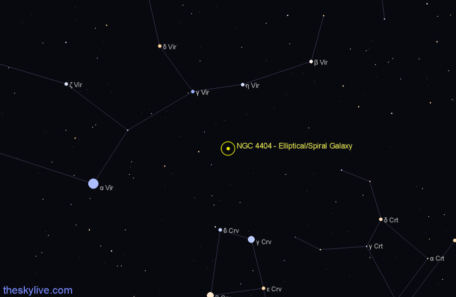 Finder chart NGC 4404 - Elliptical/Spiral Galaxy in Virgo star