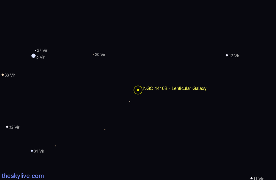 Finder chart NGC 4410B - Lenticular Galaxy in Virgo star