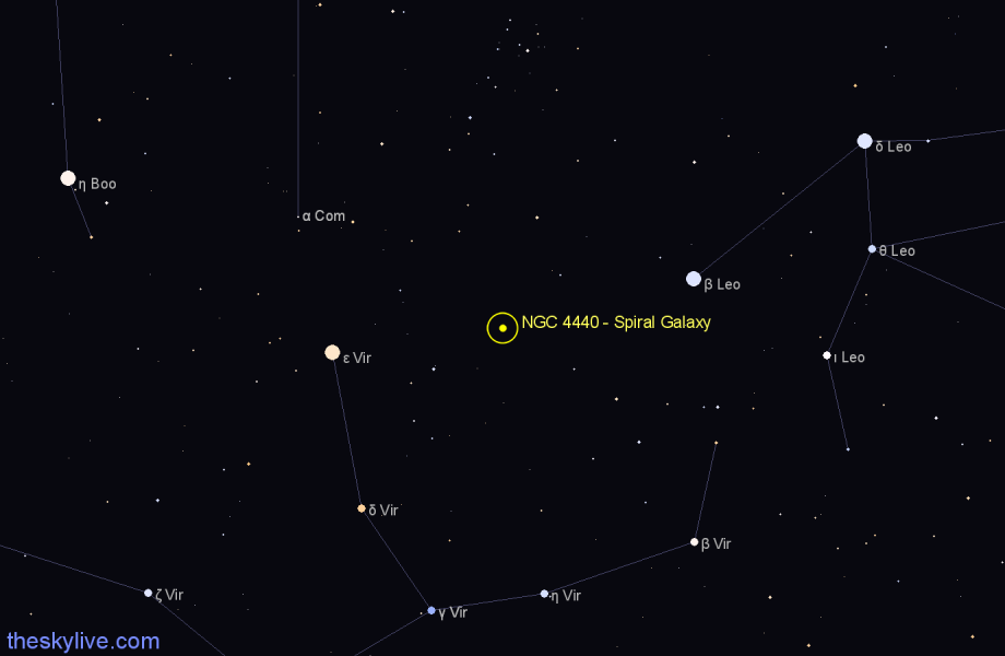 Finder chart NGC 4440 - Spiral Galaxy in Virgo star
