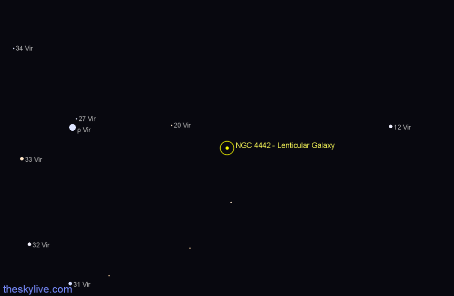 Finder chart NGC 4442 - Lenticular Galaxy in Virgo star