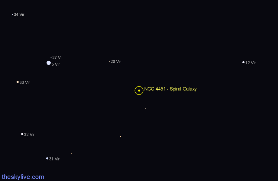 Finder chart NGC 4451 - Spiral Galaxy in Virgo star