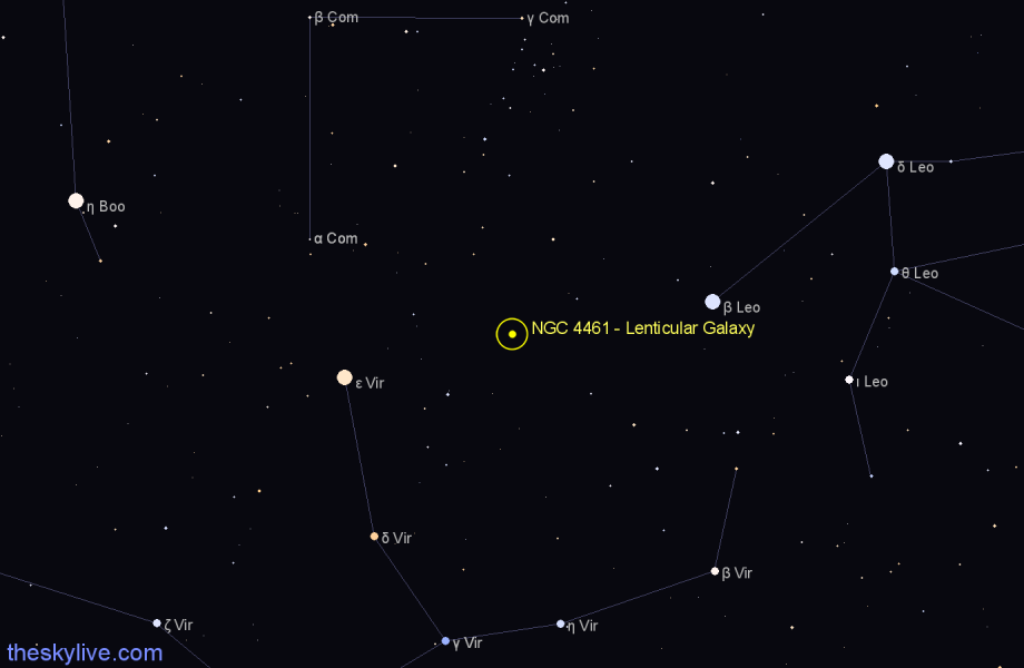 Finder chart NGC 4461 - Lenticular Galaxy in Virgo star