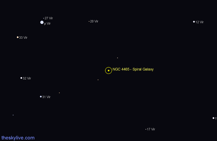 Finder chart NGC 4465 - Spiral Galaxy in Virgo star