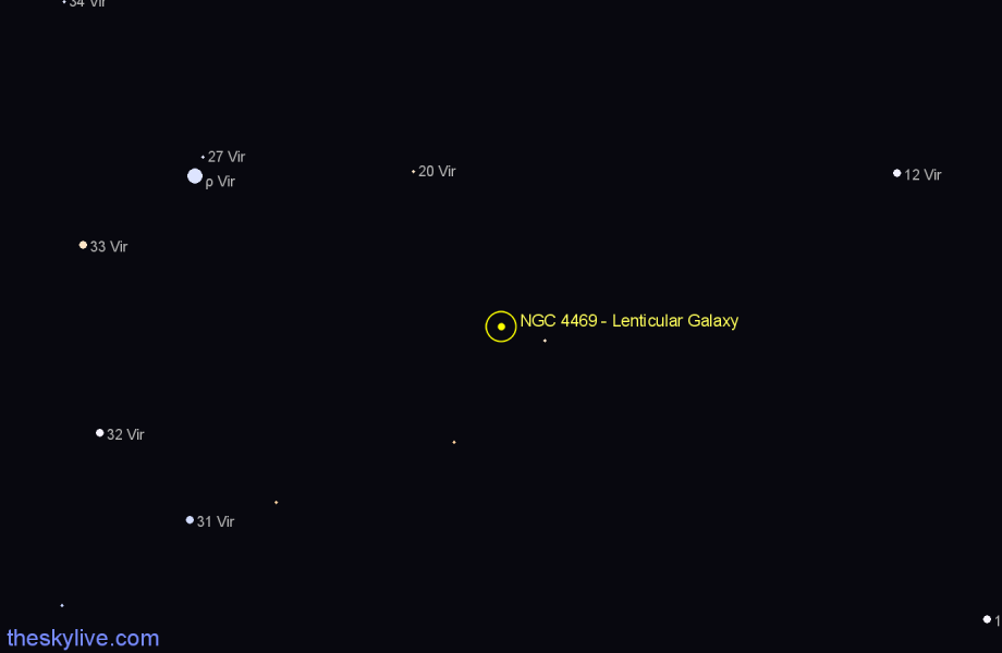 Finder chart NGC 4469 - Lenticular Galaxy in Virgo star