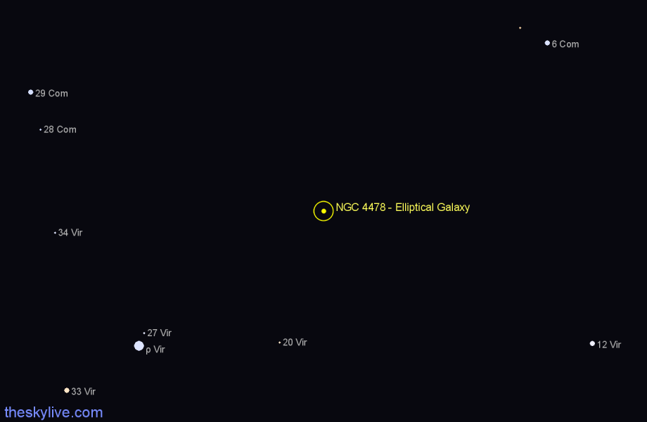 Finder chart NGC 4478 - Elliptical Galaxy in Virgo star