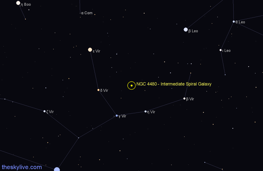 Finder chart NGC 4480 - Intermediate Spiral Galaxy in Virgo star