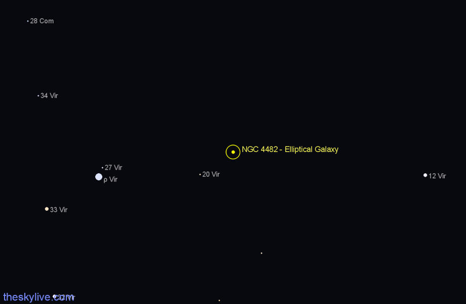 Finder chart NGC 4482 - Elliptical Galaxy in Virgo star