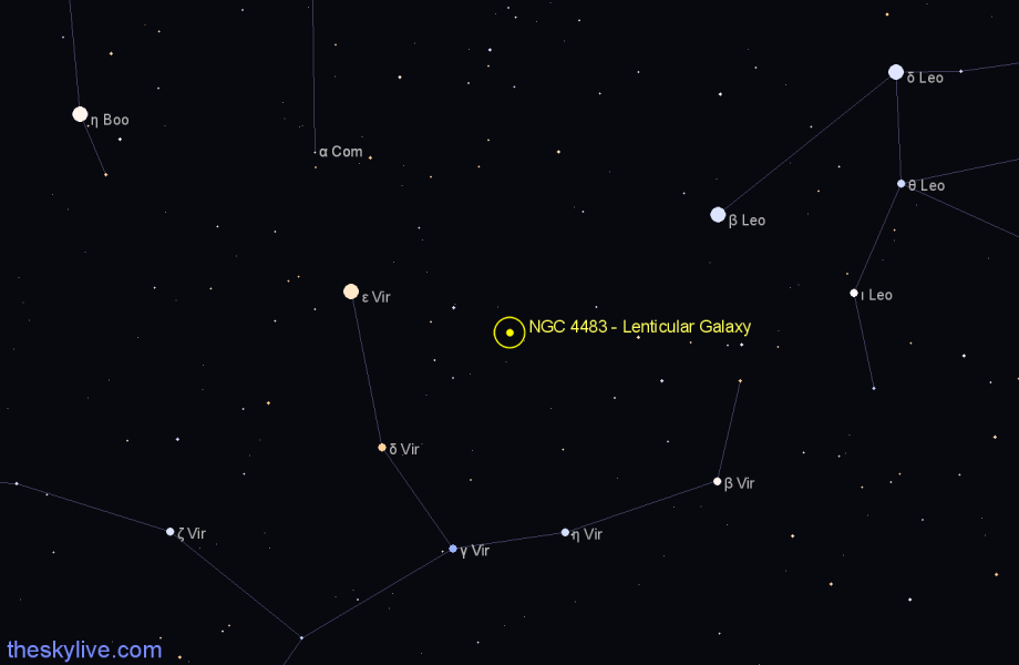 Finder chart NGC 4483 - Lenticular Galaxy in Virgo star