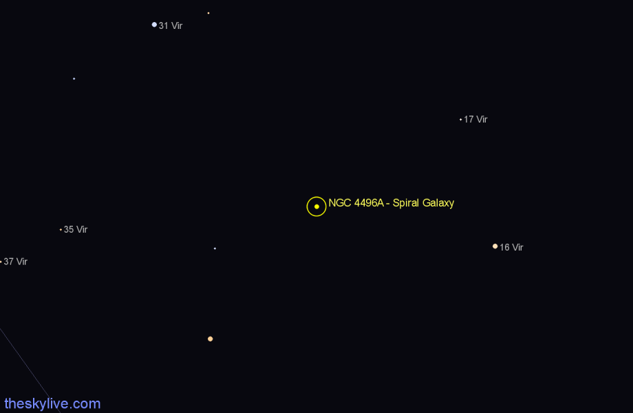 Finder chart NGC 4496A - Spiral Galaxy in Virgo star