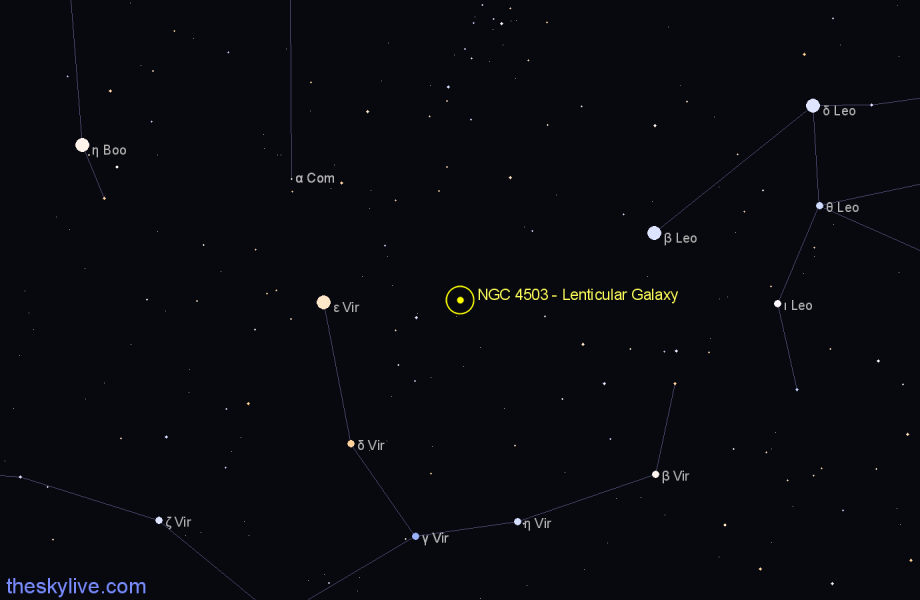 Finder chart NGC 4503 - Lenticular Galaxy in Virgo star