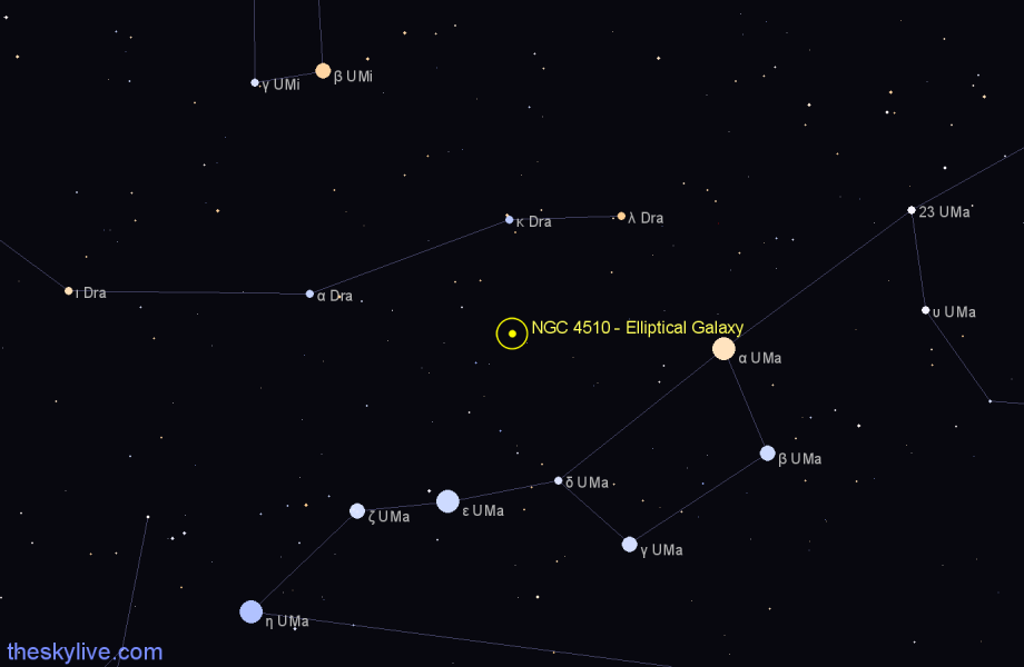 Finder chart NGC 4510 - Elliptical Galaxy in Draco star
