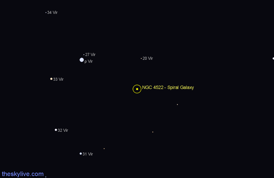 Finder chart NGC 4522 - Spiral Galaxy in Virgo star