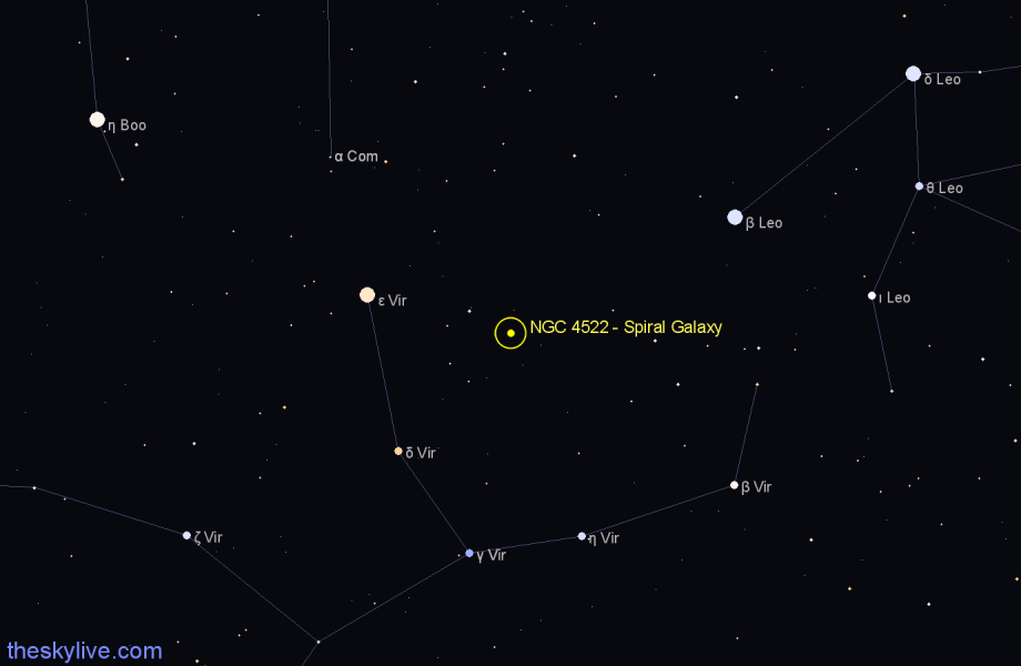 Finder chart NGC 4522 - Spiral Galaxy in Virgo star