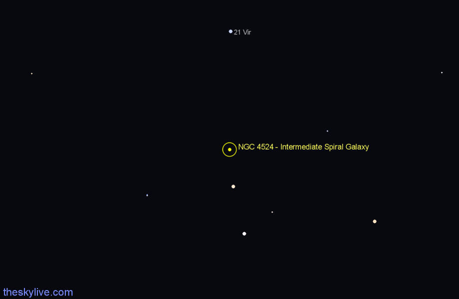 Finder chart NGC 4524 - Intermediate Spiral Galaxy in Corvus star