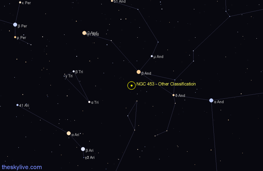 Finder chart NGC 453 - Other Classification in Pisces star