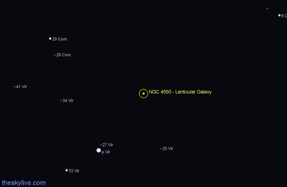 Finder chart NGC 4550 - Lenticular Galaxy in Virgo star