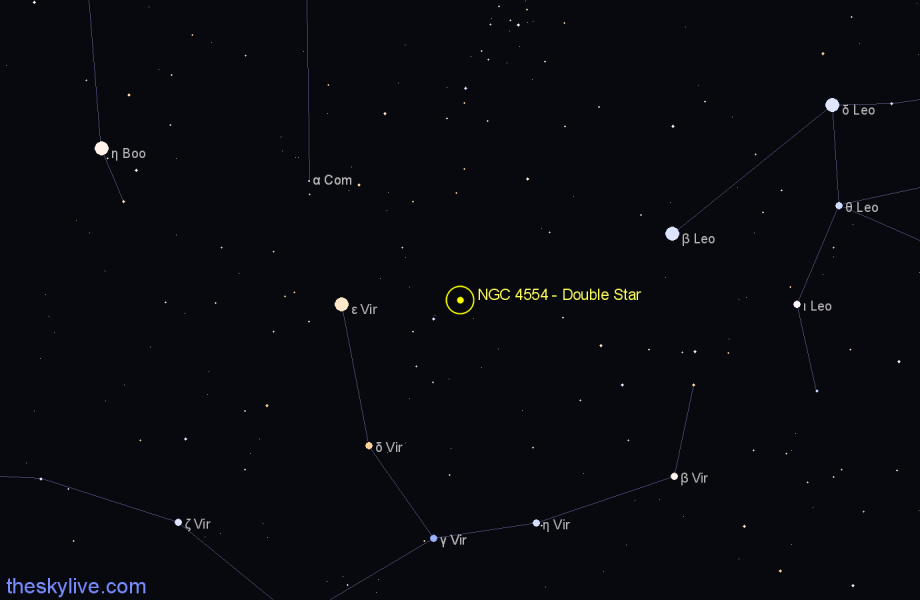 Finder chart NGC 4554 - Double Star in Virgo star